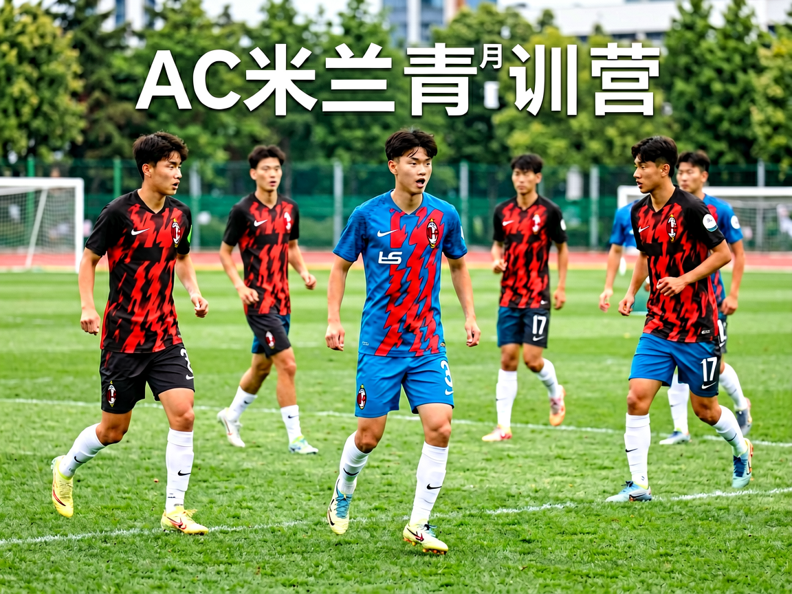 AC米兰青训营，年轻球员在训练场上进行训练